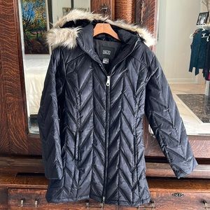 Nils puffer mid-length faux fur trimmed coat
